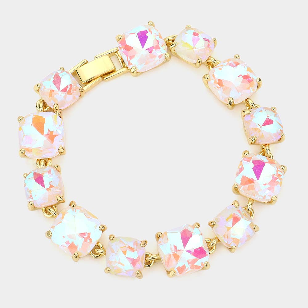 Cushion Square Stone Link Evening Bracelet: S-CL