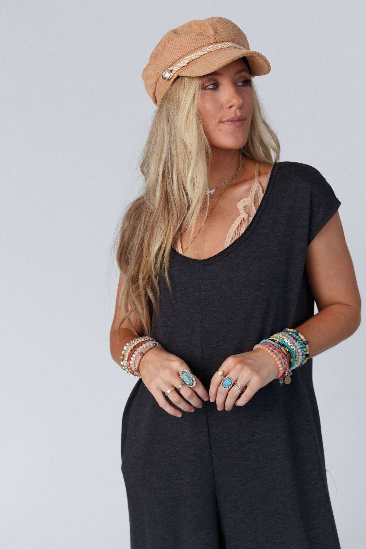 Daphne Scoop Neck Jumpsuit - Charcoal: S