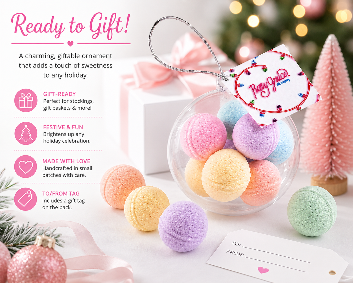 Christmas Ornament with Natural Mini Bath Bombs, Holiday Kid