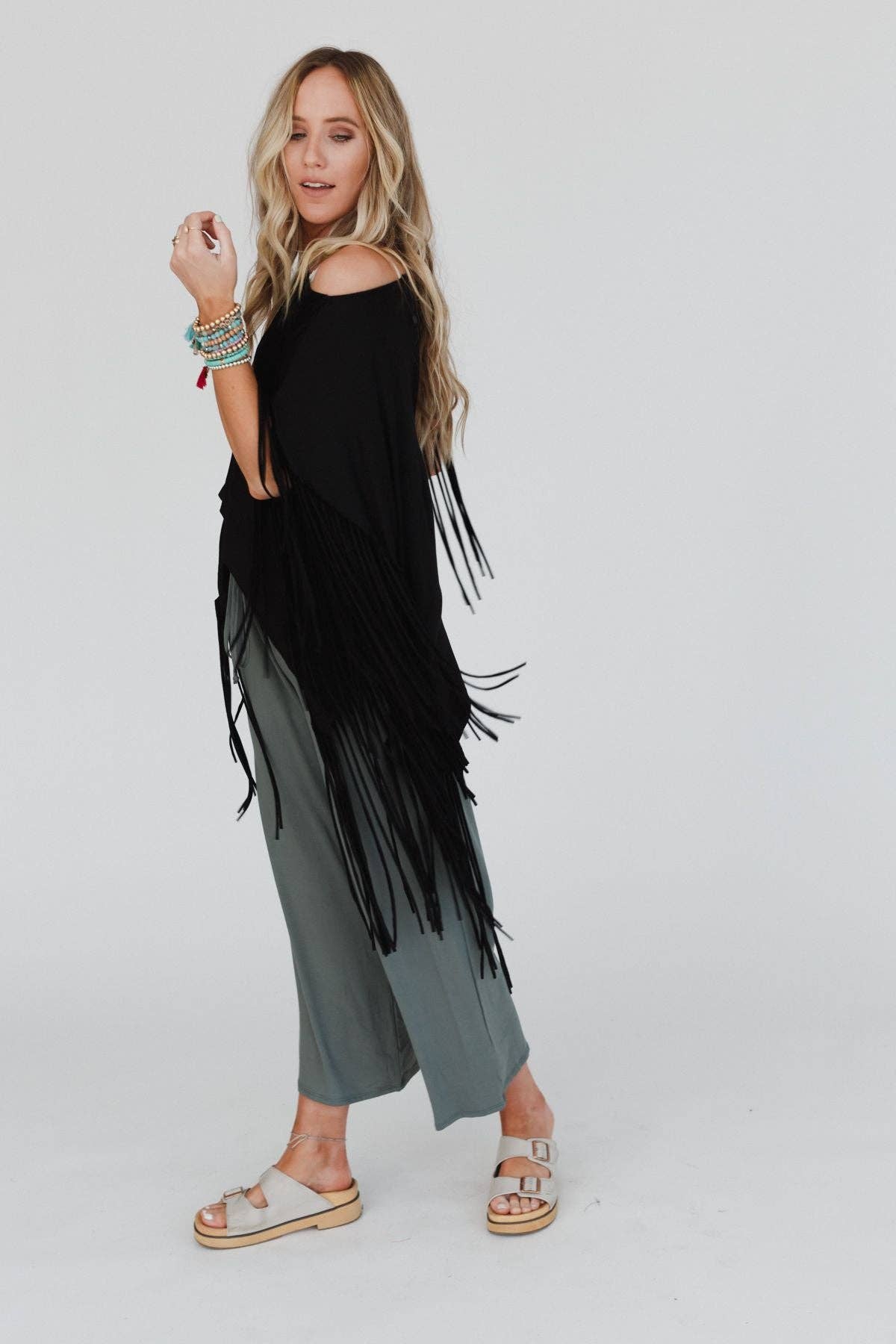 Showstopper Fringe Top - Black: XL