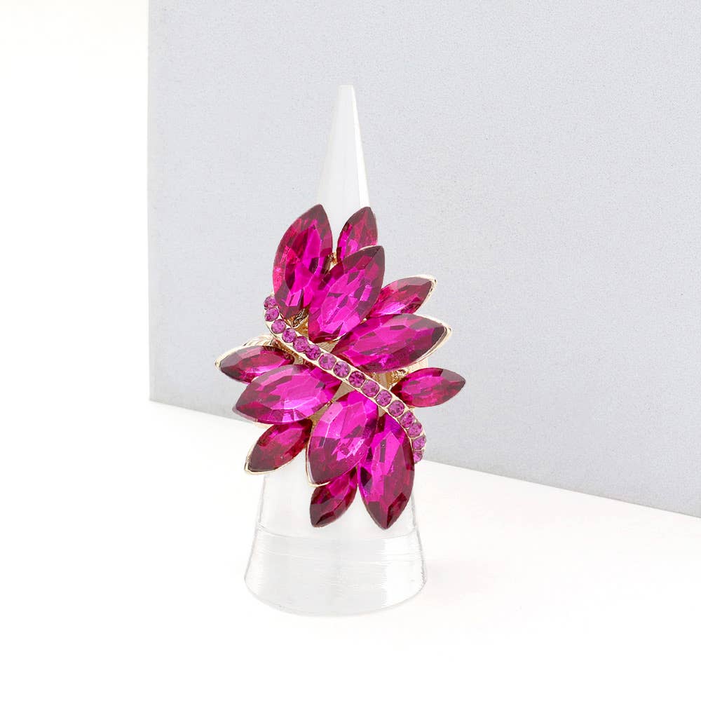 Marquise Crystal Cluster Stretch Ring: Vitrail Medium