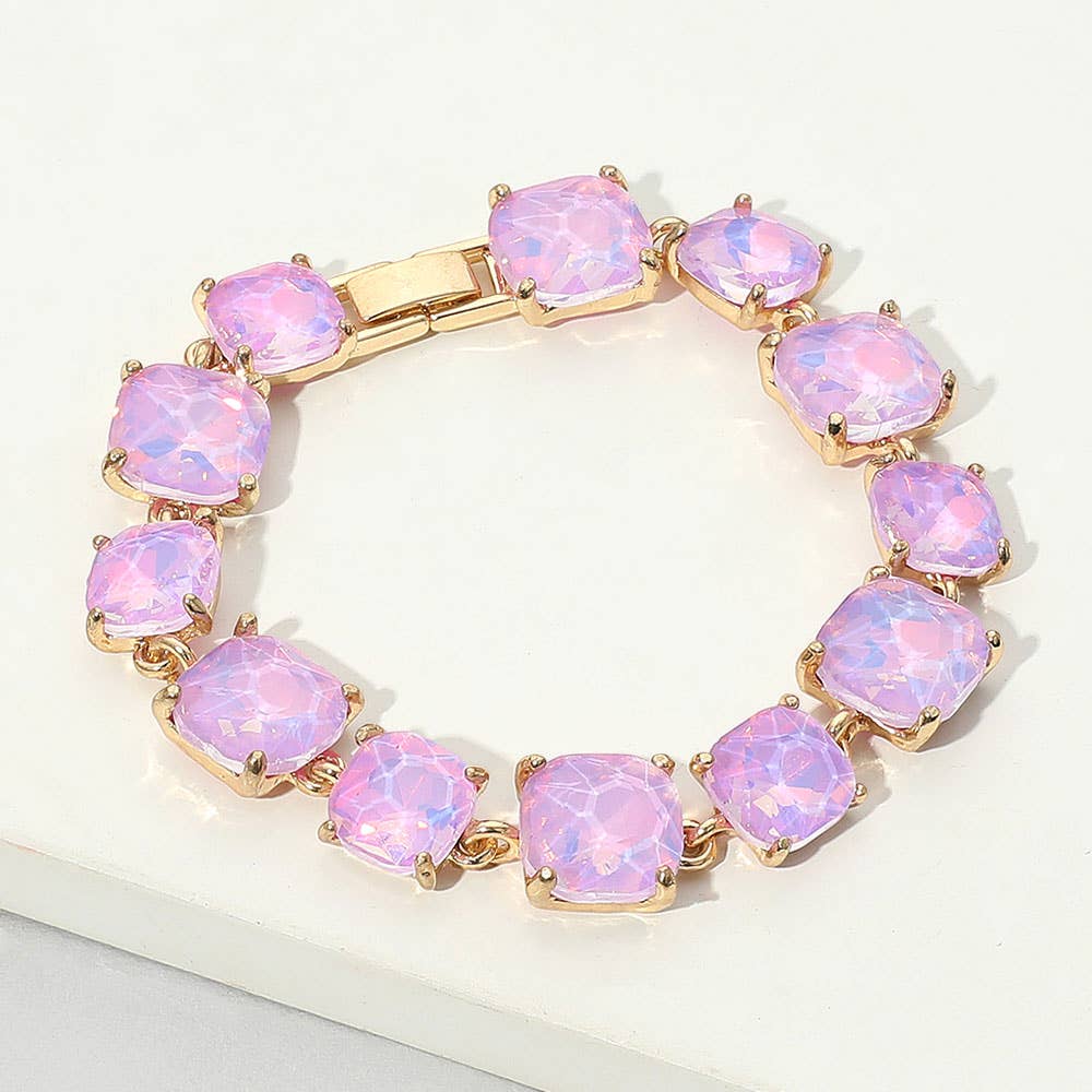 Cushion Square Stone Link Evening Bracelet: S-CL