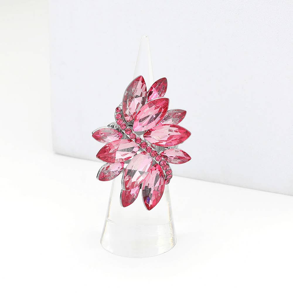 Marquise Crystal Cluster Stretch Ring: Vitrail Medium