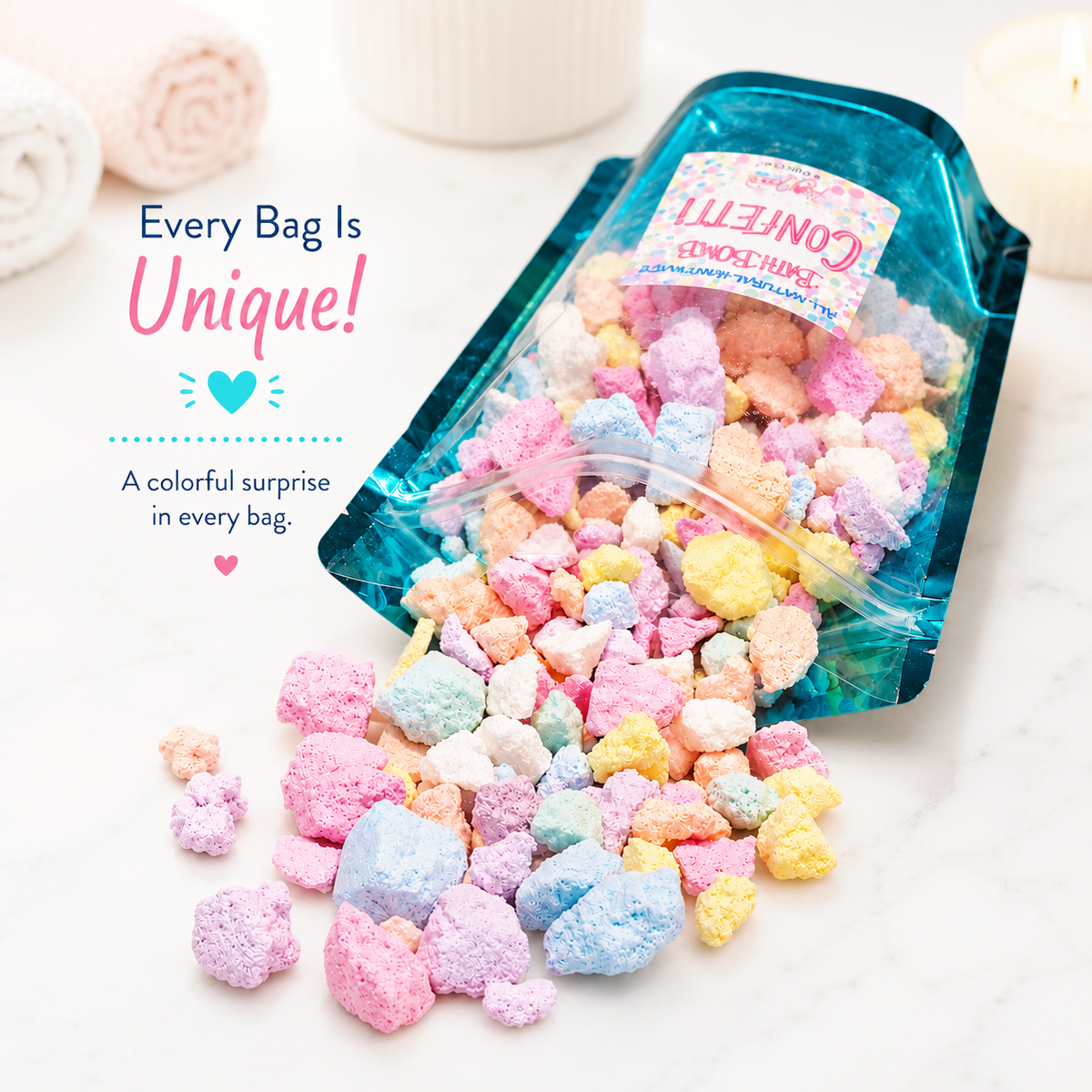 Bath Bomb Confetti – Fruity Mini Bath Bomb Pieces (½ lb)