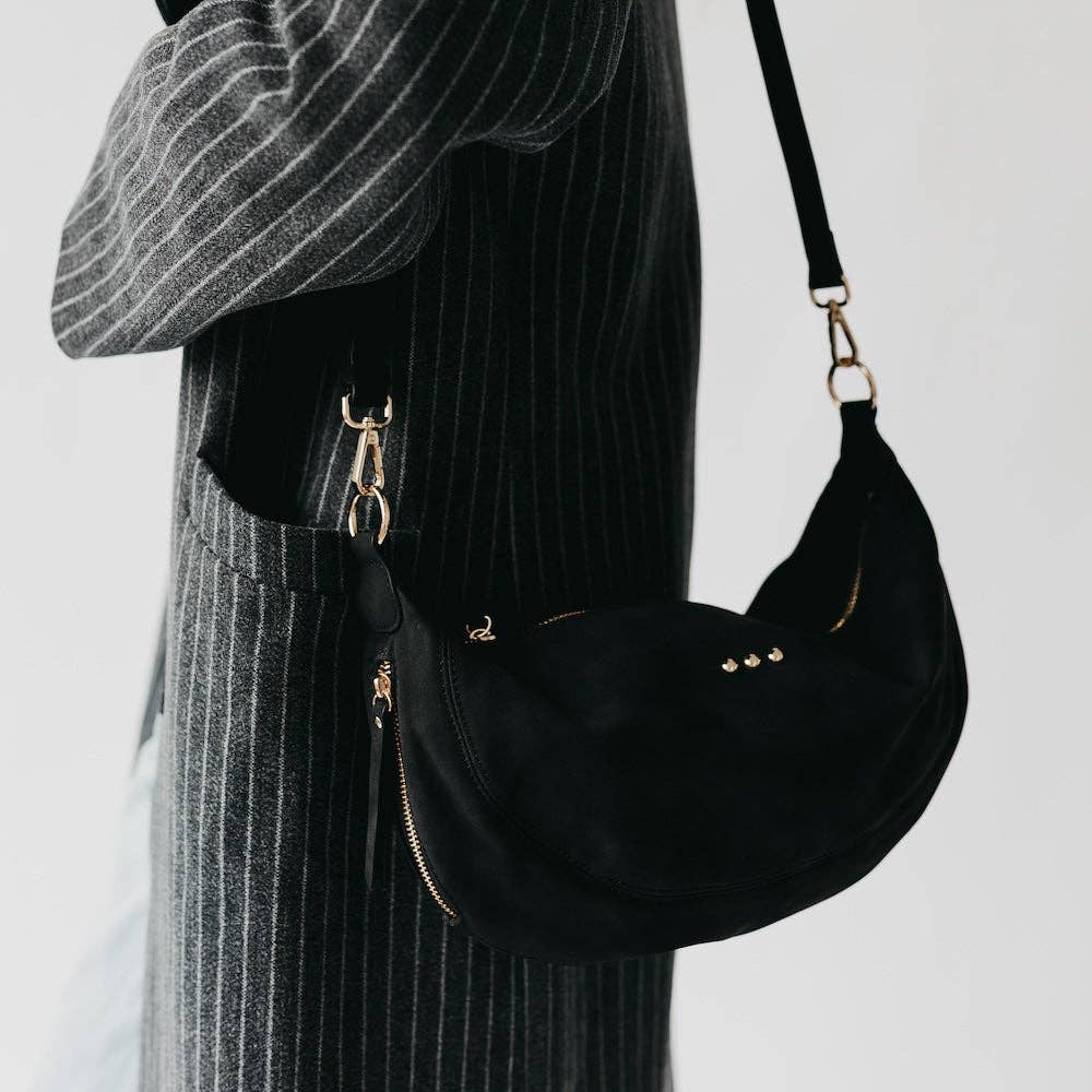 Netty Nubuck Crossbody: Black
