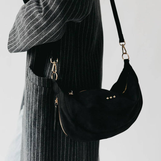 Netty Nubuck Crossbody: Black