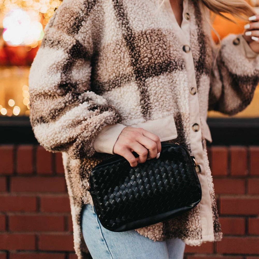Woven Willow Camera Crossbody Bag Wholesale: Brown