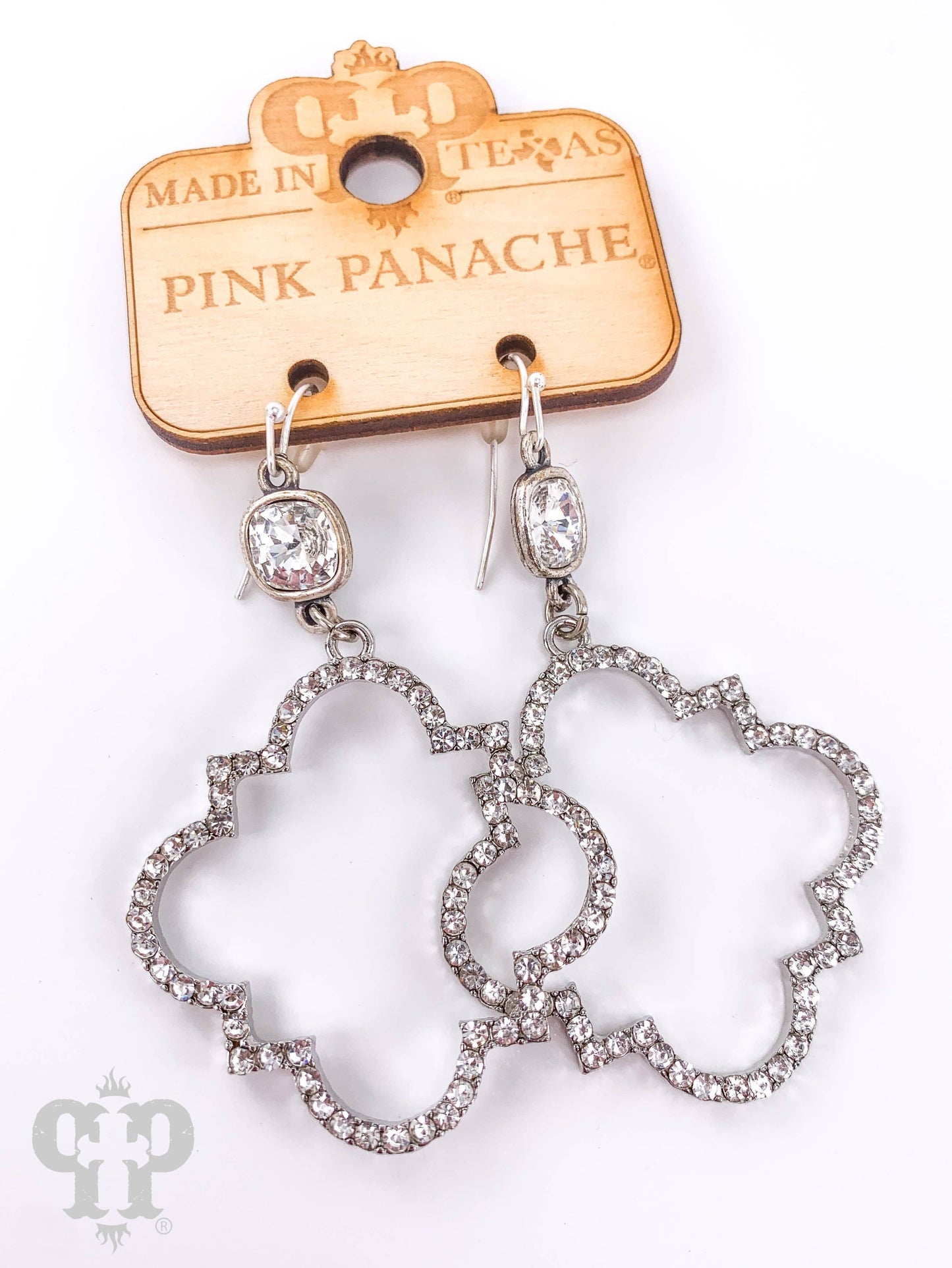 Rhinestone trefoil earring with Austrian crystal: Silver