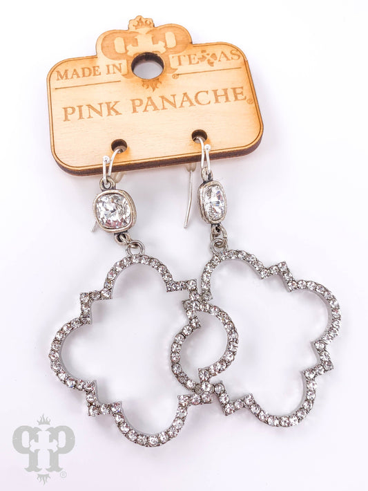 Rhinestone trefoil earring with Austrian crystal: Silver