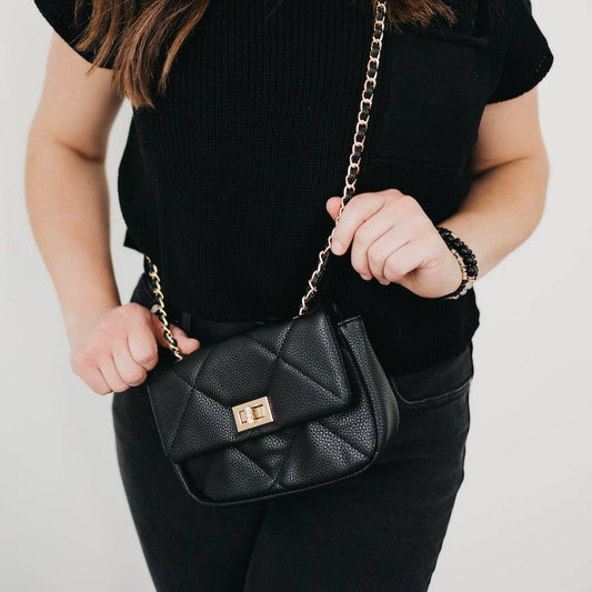 Queenie Quilted Crossbody Bag Wholesale: Black