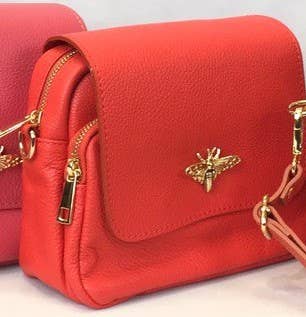 Bumble Bee Leather Crossbody  Bag JIJOU CAPRI: RED