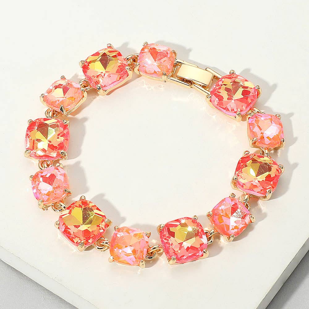Cushion Square Stone Link Evening Bracelet: S-CL