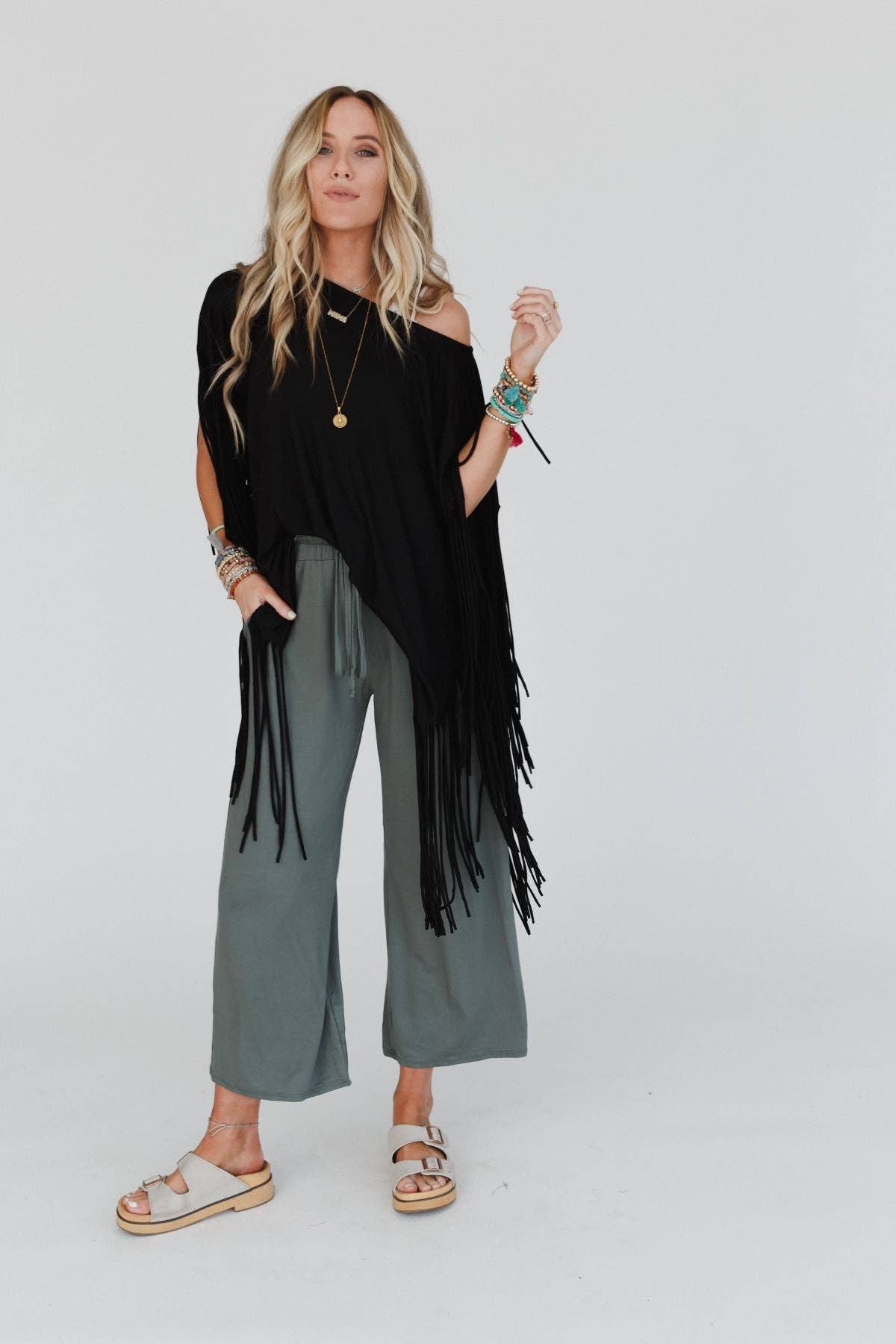 Showstopper Fringe Top - Black: S