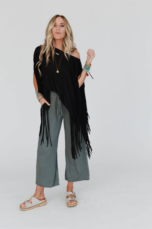 Showstopper Fringe Top - Black: S