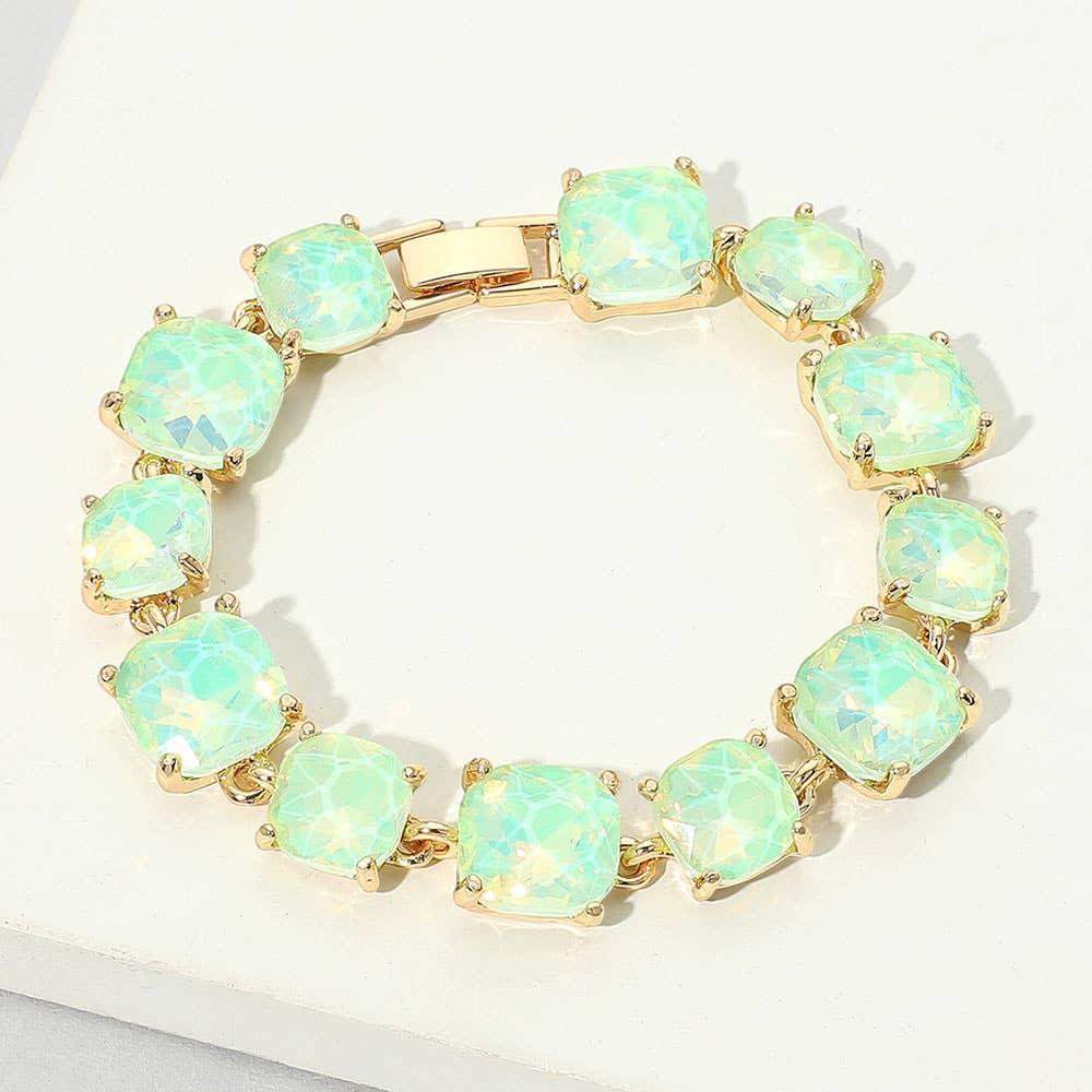 Cushion Square Stone Link Evening Bracelet: S-CL