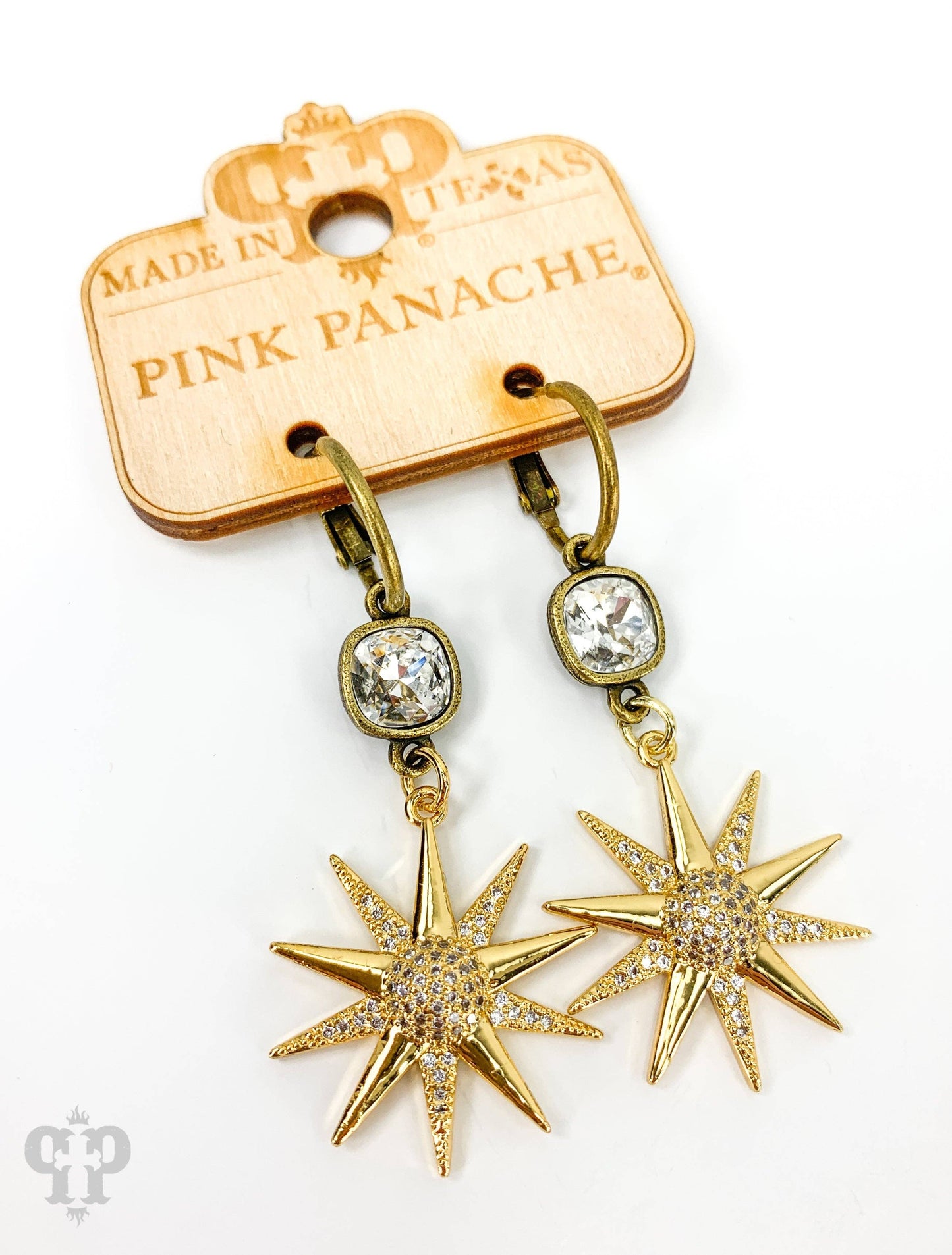 Starburst earring with Austrian crystal: Gold
