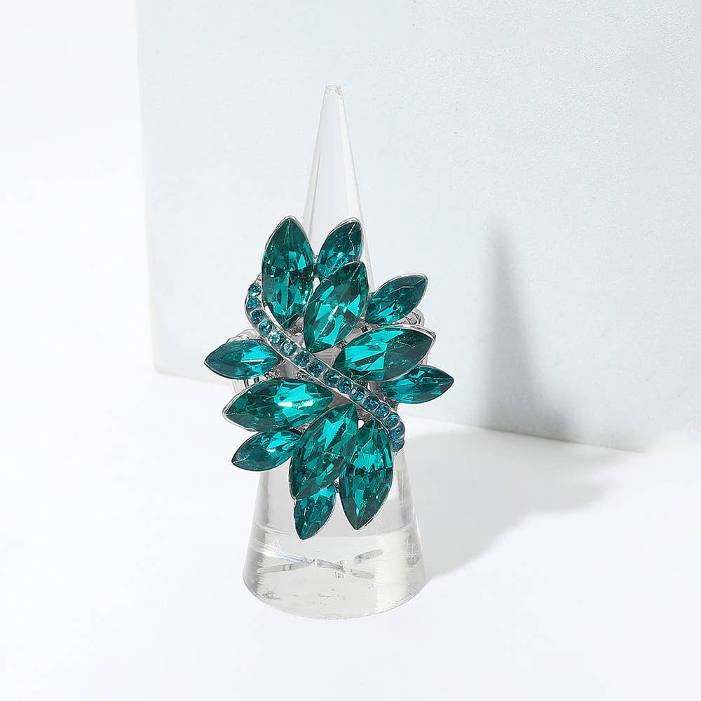 Marquise Crystal Cluster Stretch Ring: Vitrail Medium