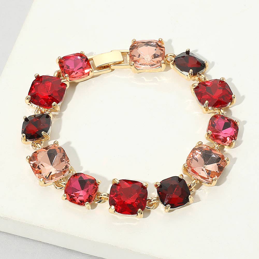Cushion Square Stone Link Evening Bracelet: S-CL