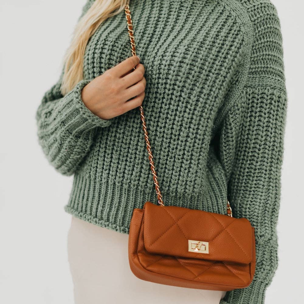 Queenie Quilted Crossbody Bag Wholesale: Brown