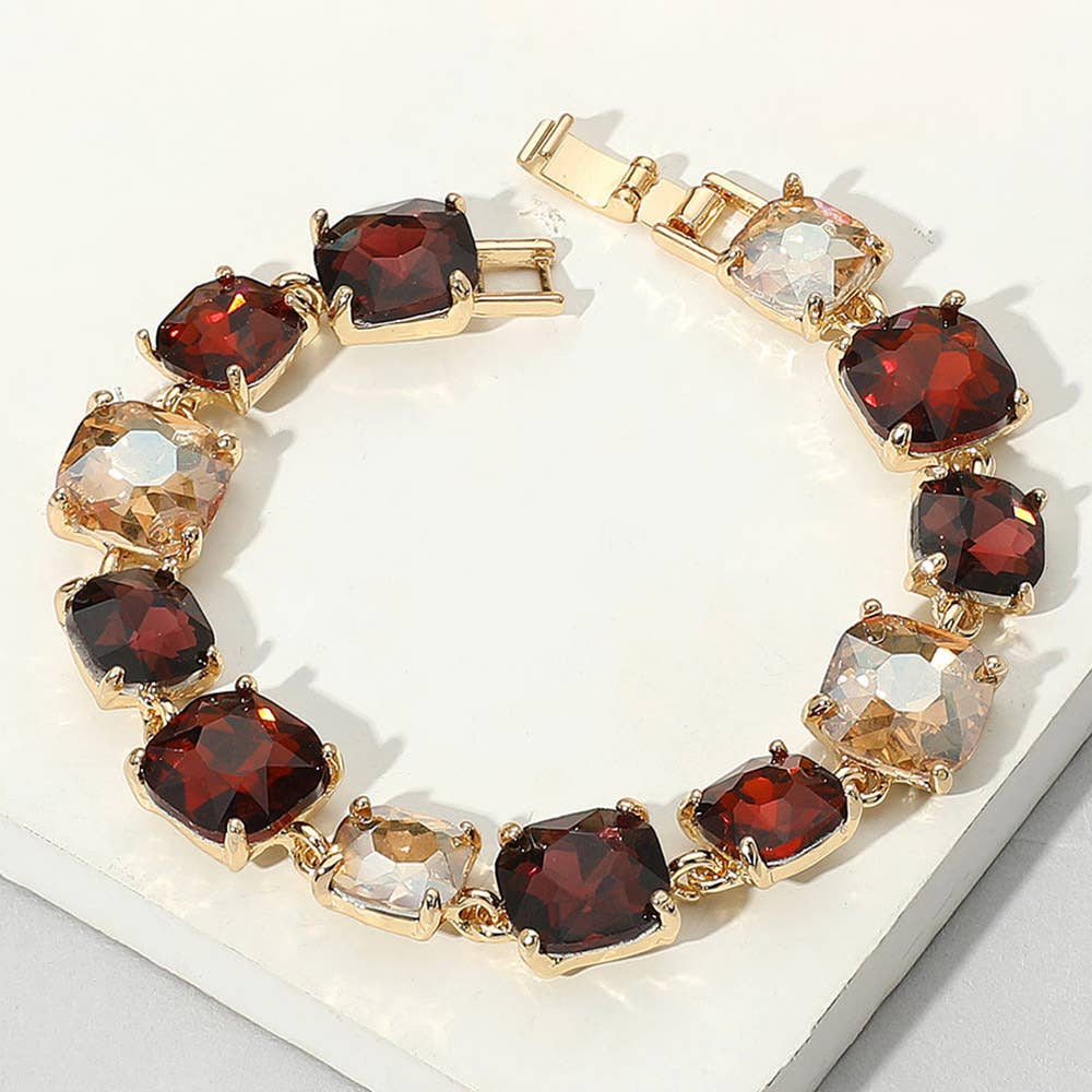 Cushion Square Stone Link Evening Bracelet: S-CL