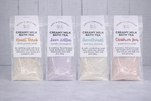 Valentine Milk Bath Tea Bags– Bath Bomb Experience, No Mess: 💜Love Letter -lavender.rose.bergamot