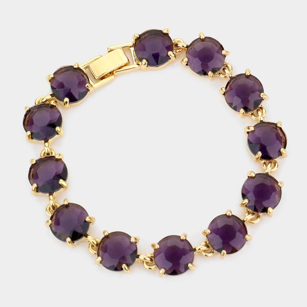 American USA Round Stone Link Evening Bracelet: AB,Multi