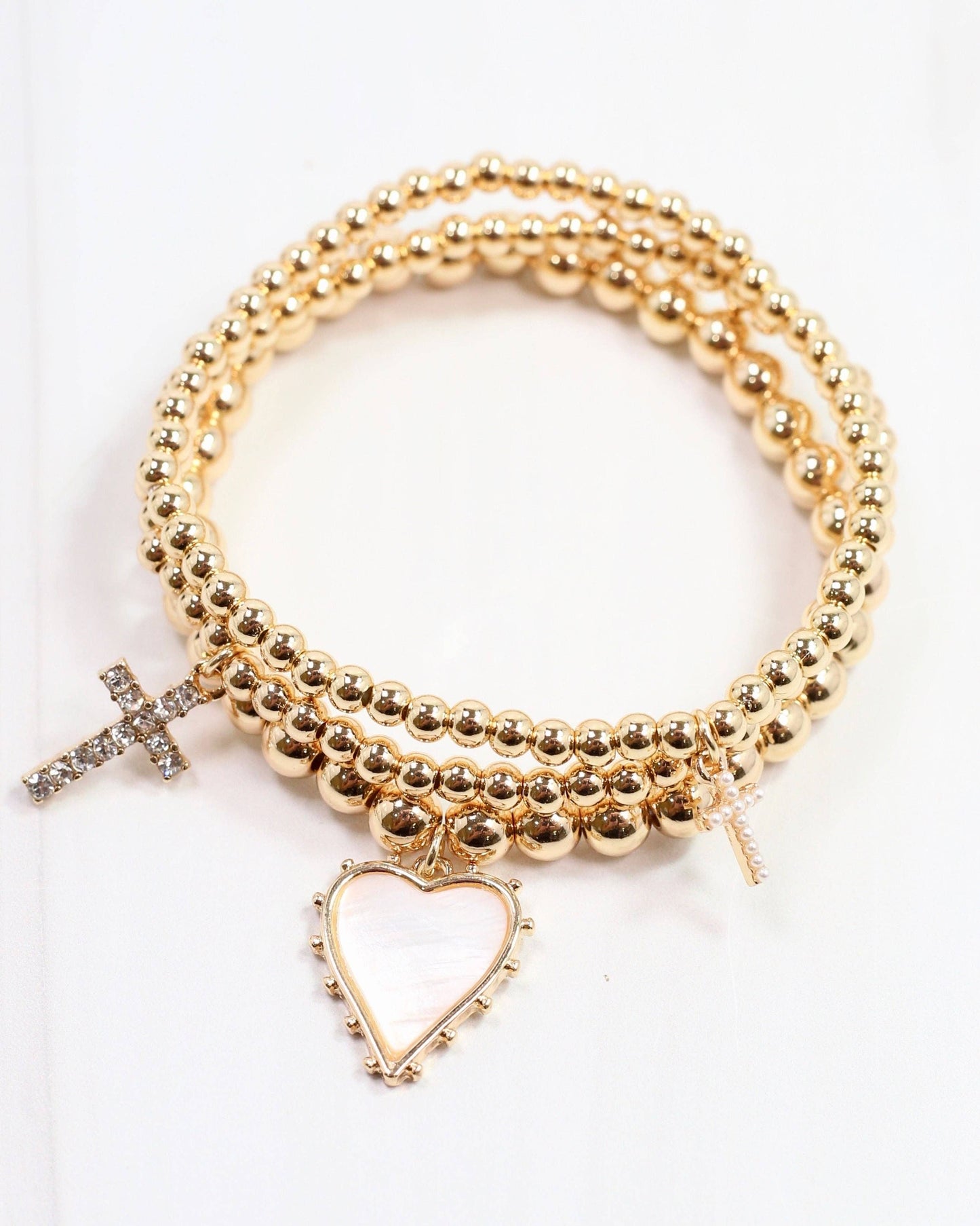 Aylin Gold Beaded Charm Bracelet Gold: Default