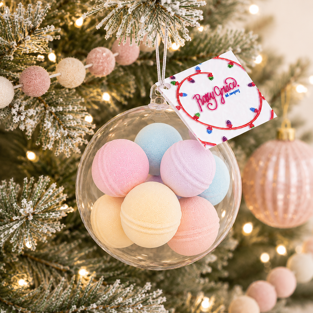 Christmas Ornament with Natural Mini Bath Bombs, Holiday Kid