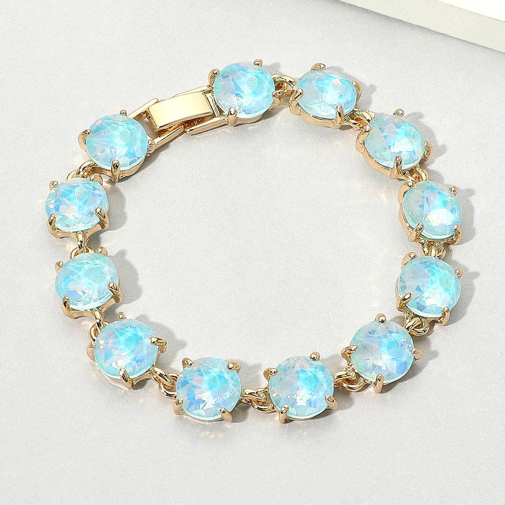 American USA Round Stone Link Evening Bracelet: AB,Multi