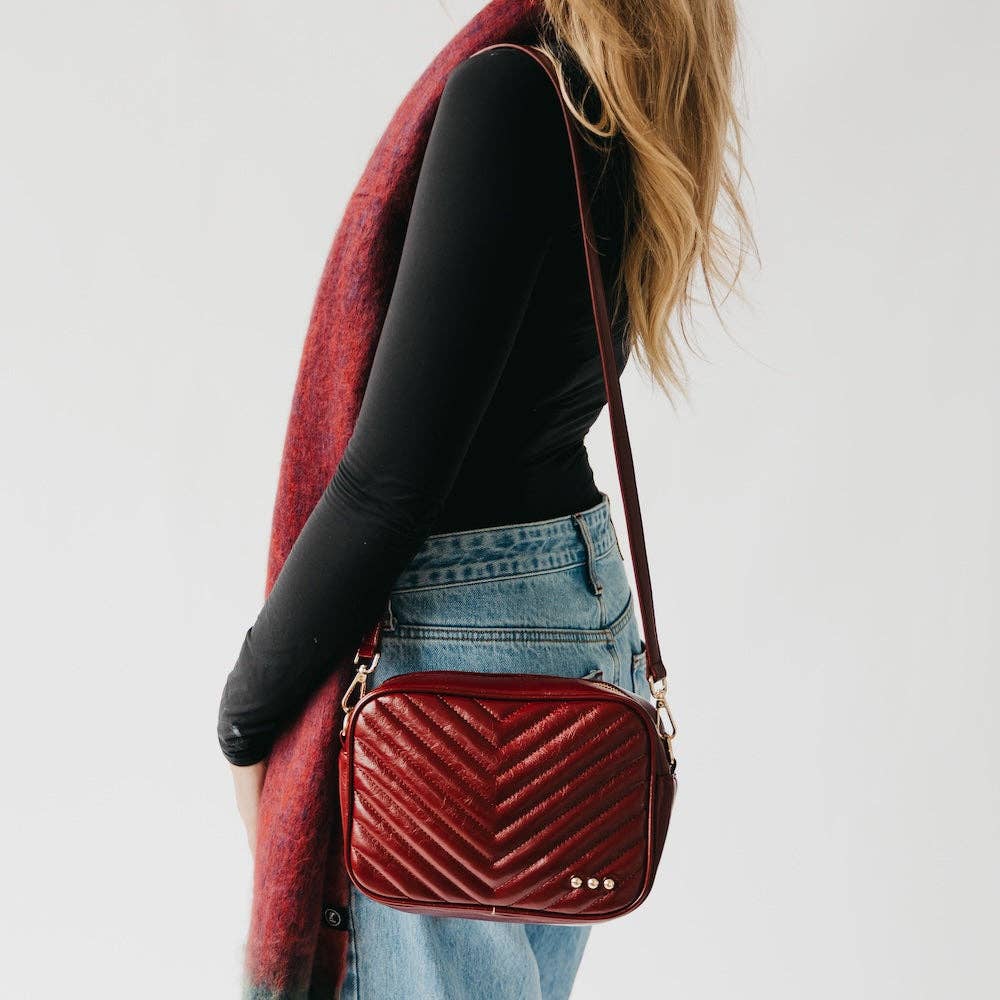 Coco Quilted Camera Crossbody Bag: Taupe