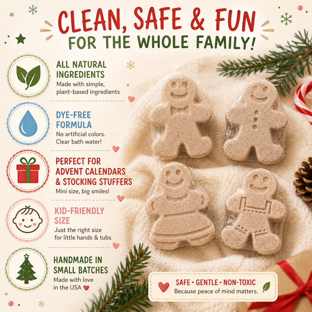 Mini Gingerbread Bath Bomb, Christmas Bath Bombs