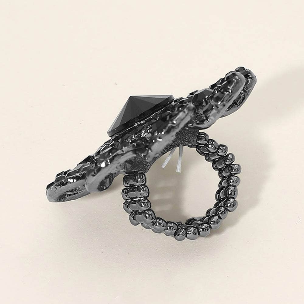 Floral Stone Accent Stretch Statement Ring: Lavender