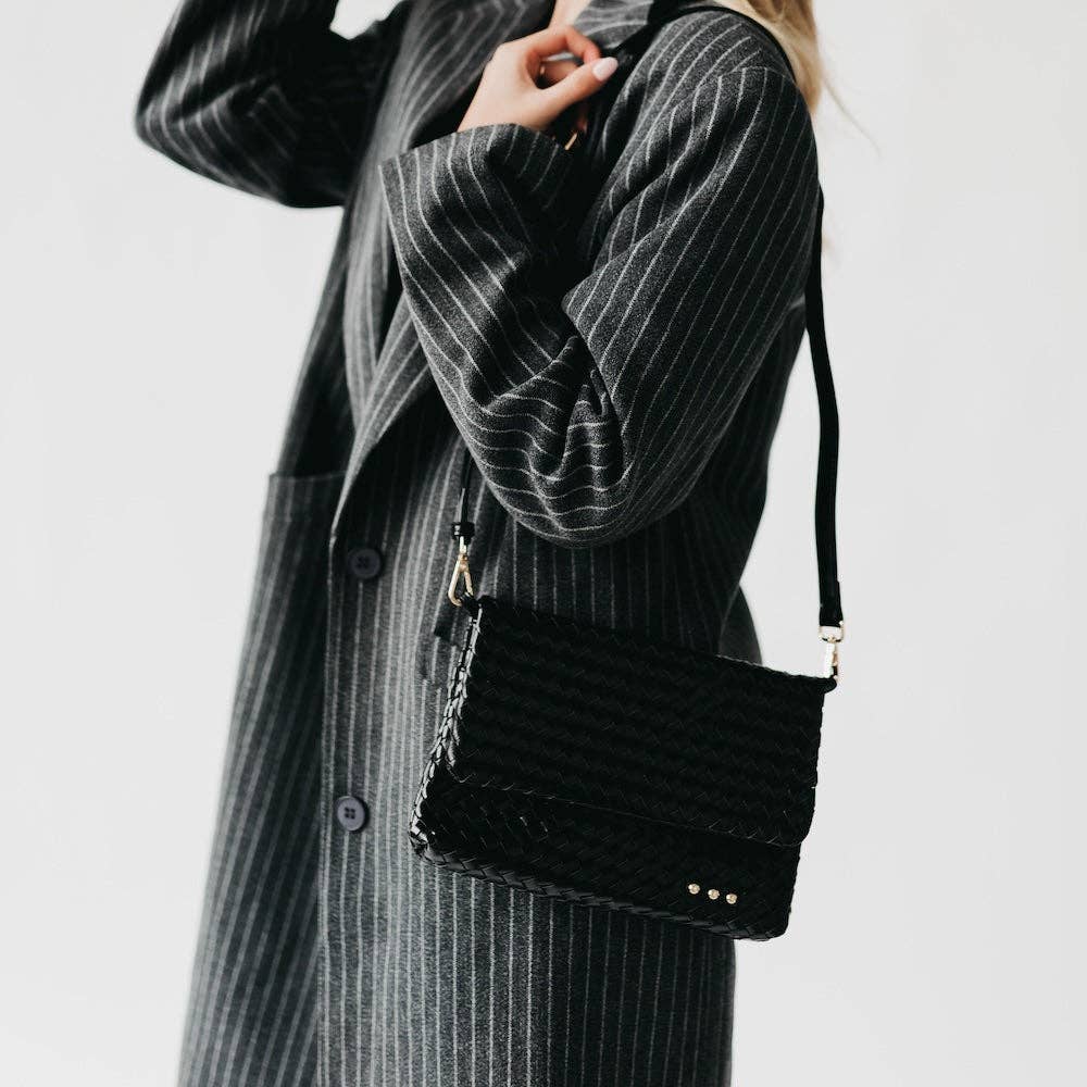 Wrenlee Woven Flap Crossbody: Brown