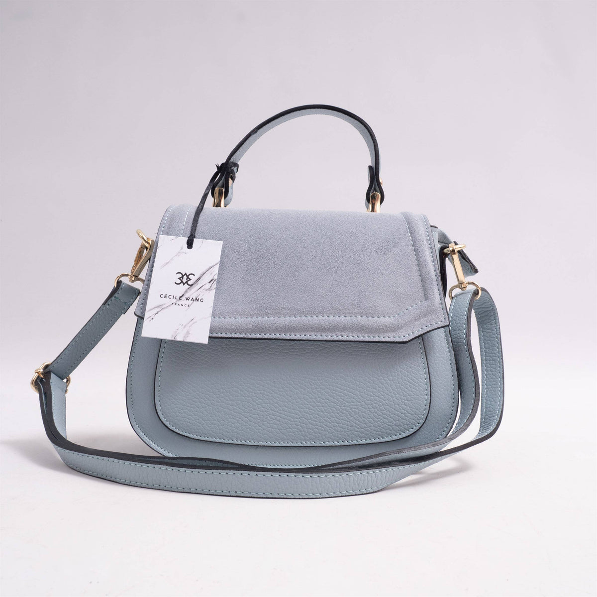 Bi-material handbag 54225239: Black