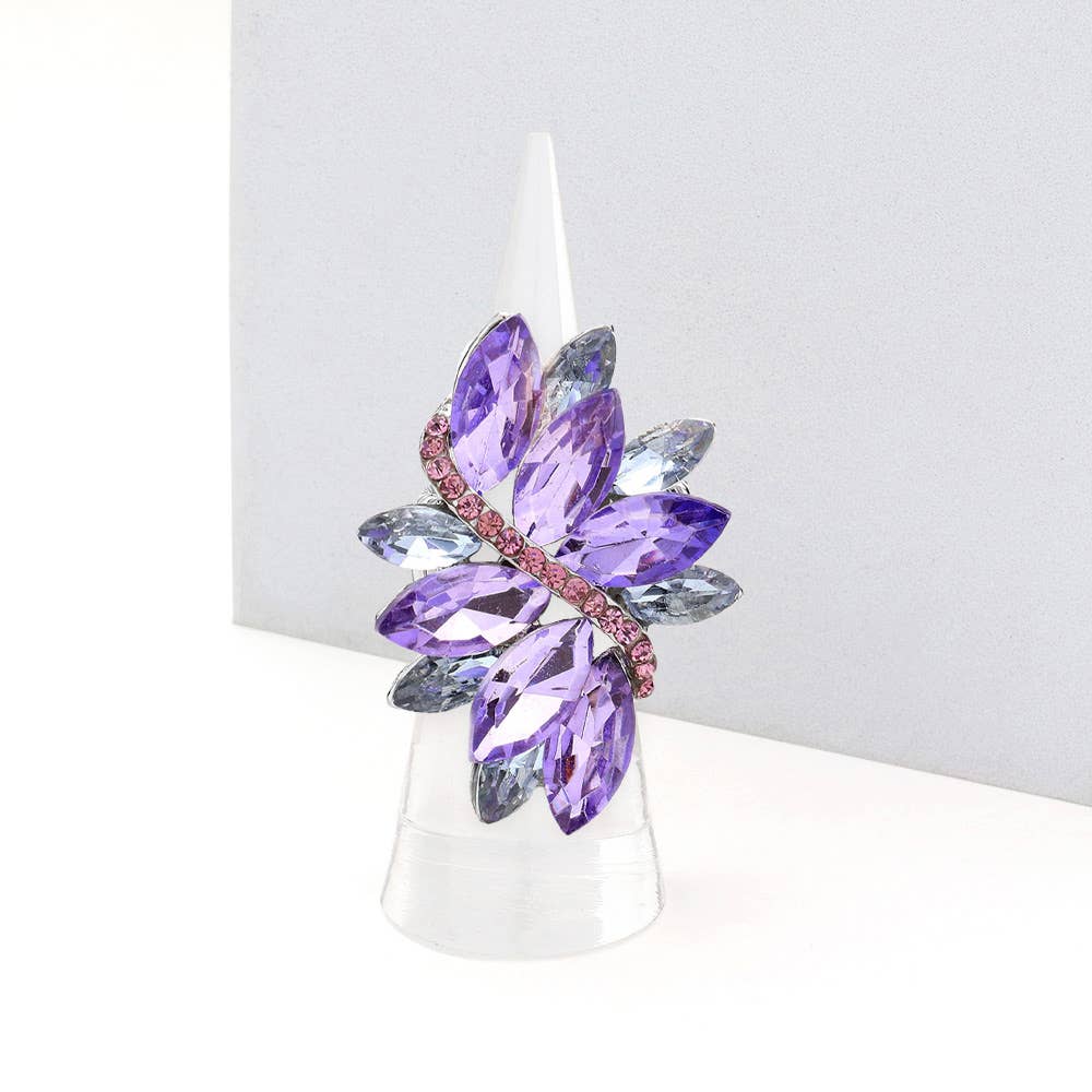 Marquise Crystal Cluster Stretch Ring: Vitrail Medium