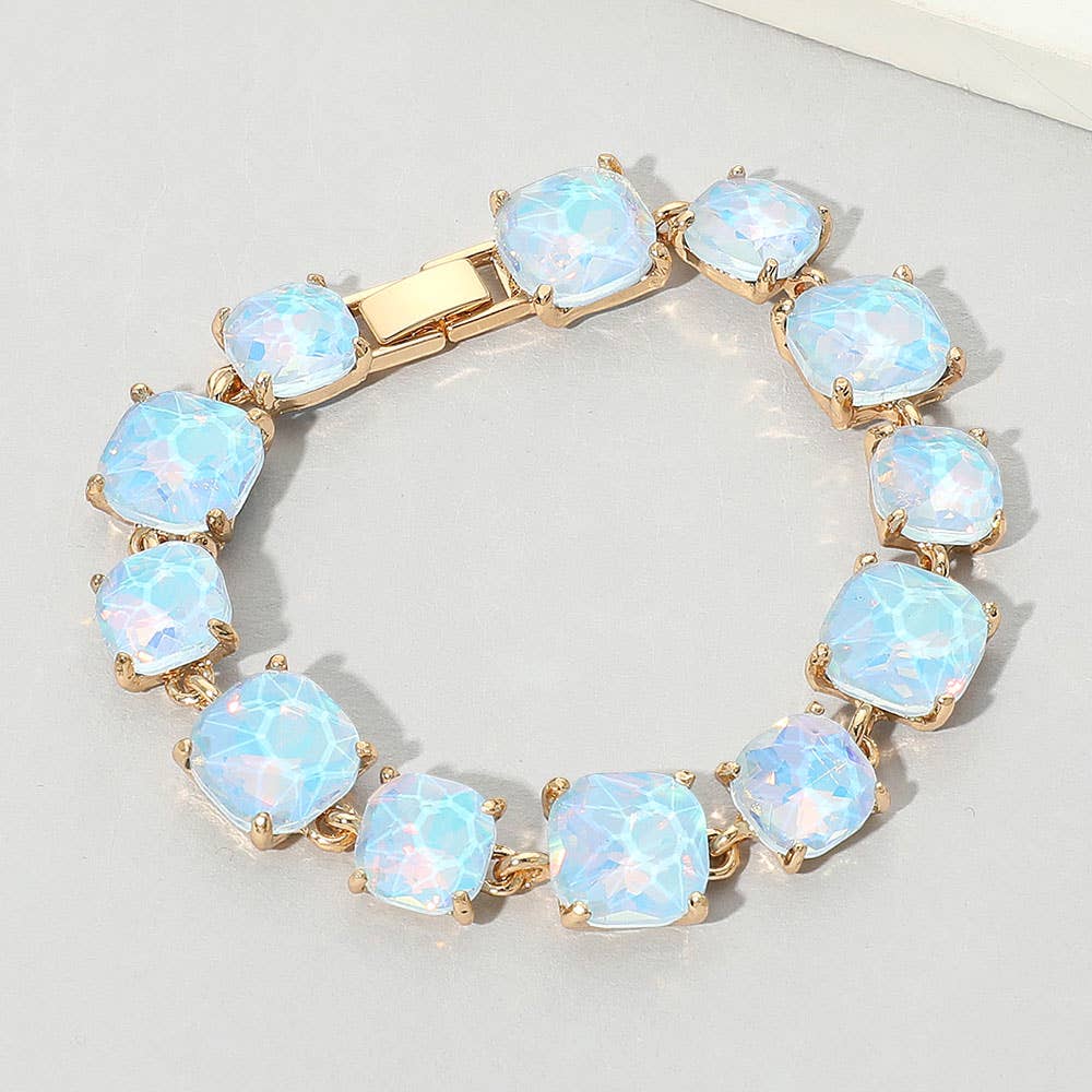 Cushion Square Stone Link Evening Bracelet: S-CL