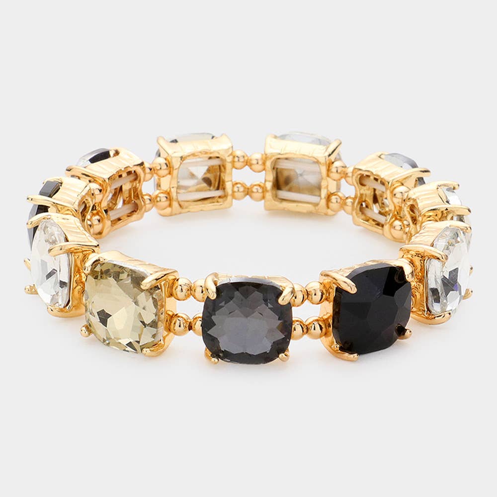 Cushion Square Stone Stretch Evening Bracelet: MU-AB
