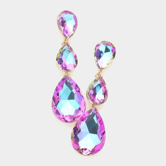 Triple Glass Teardrop Earrings