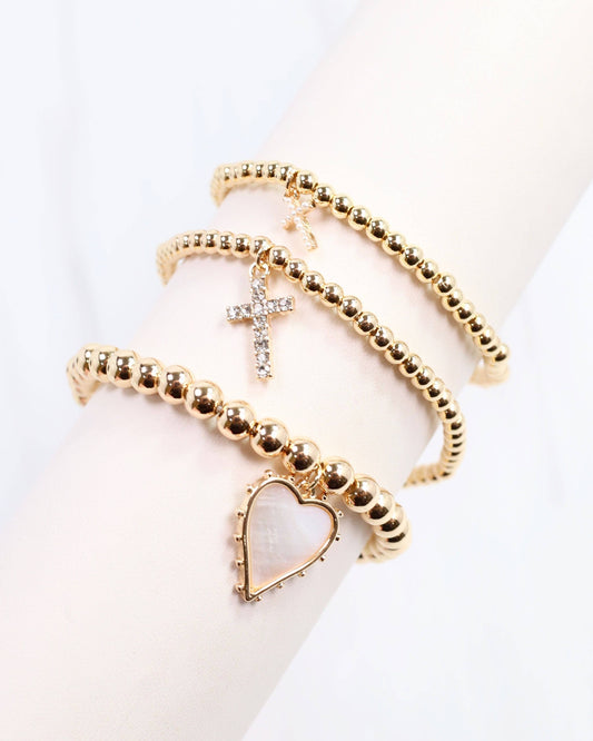 Aylin Gold Beaded Charm Bracelet Gold: Default