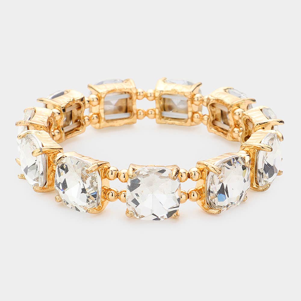 Cushion Square Stone Stretch Evening Bracelet: BLUE MULTI