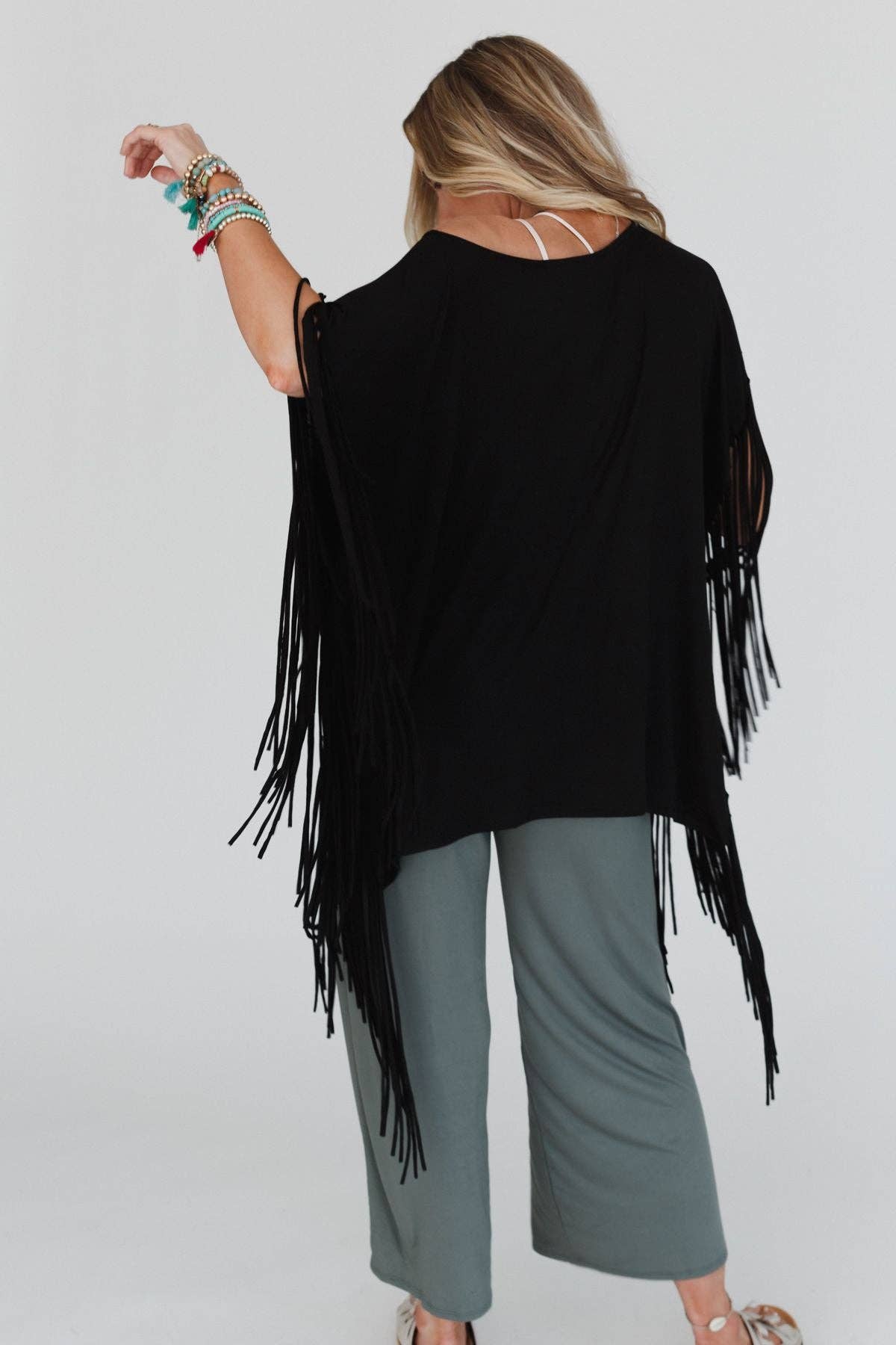 Showstopper Fringe Top - Black: L