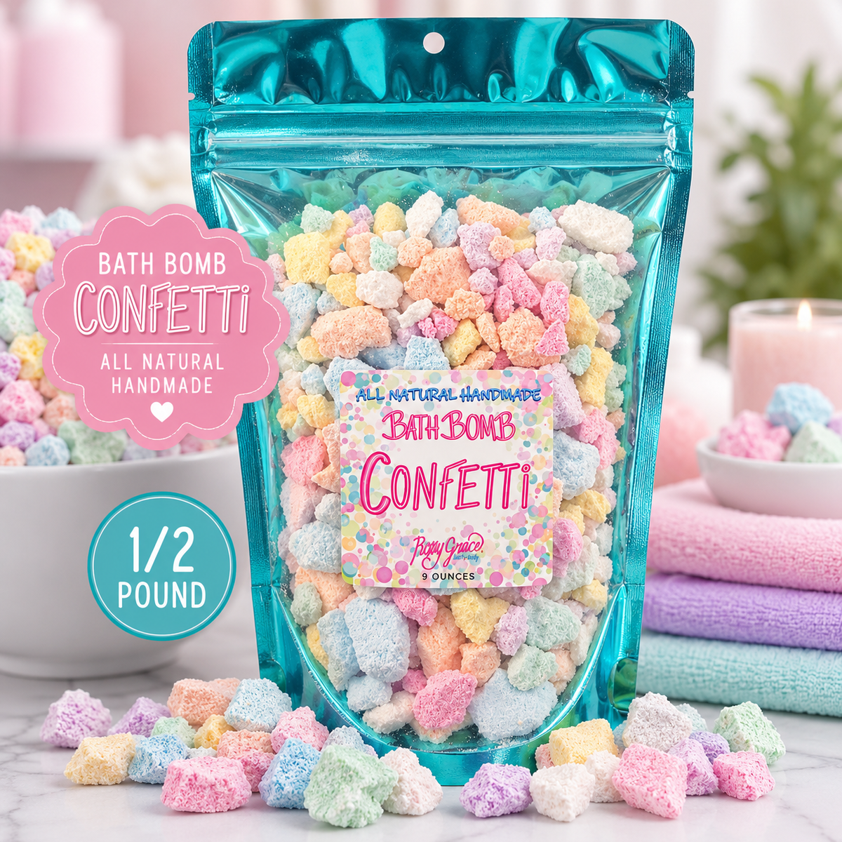 Bath Bomb Confetti – Fruity Mini Bath Bomb Pieces (½ lb)