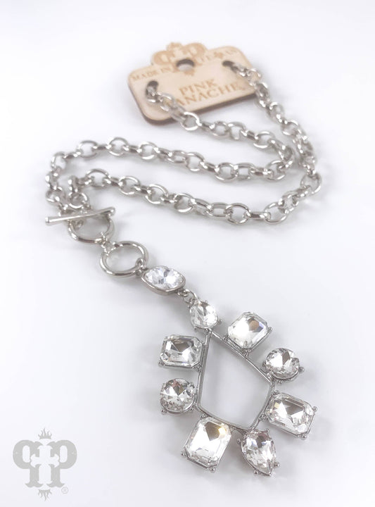 Rhinestone pendant necklace with Austrian crystal: Silver