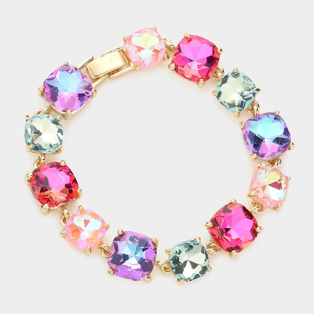 Cushion Square Stone Link Evening Bracelet: S-CL