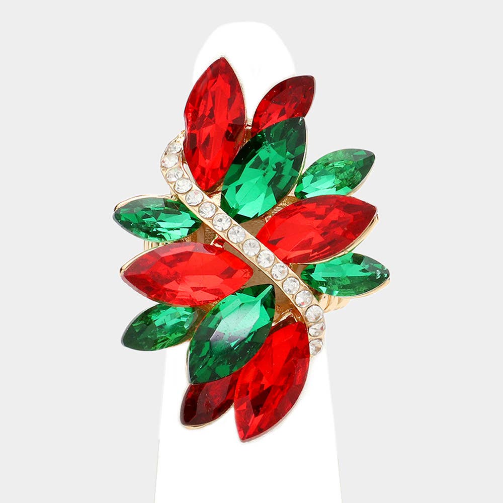 Marquise Crystal Cluster Stretch Ring: Vitrail Medium