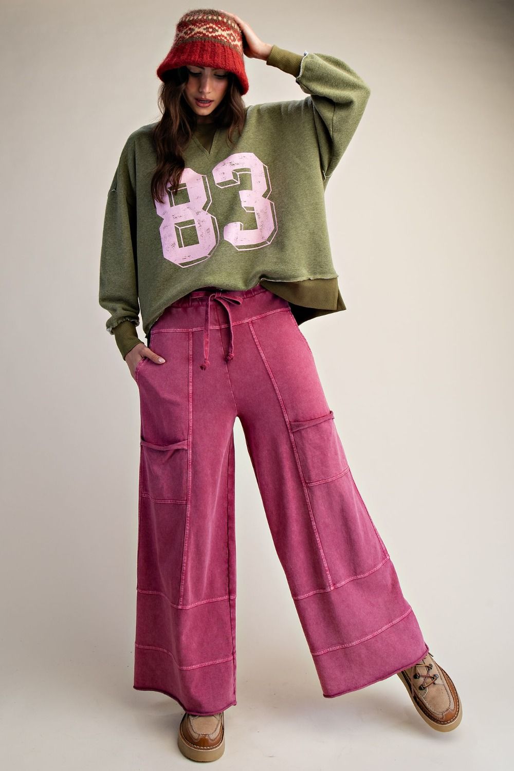 Terry Cloth Pants Berry