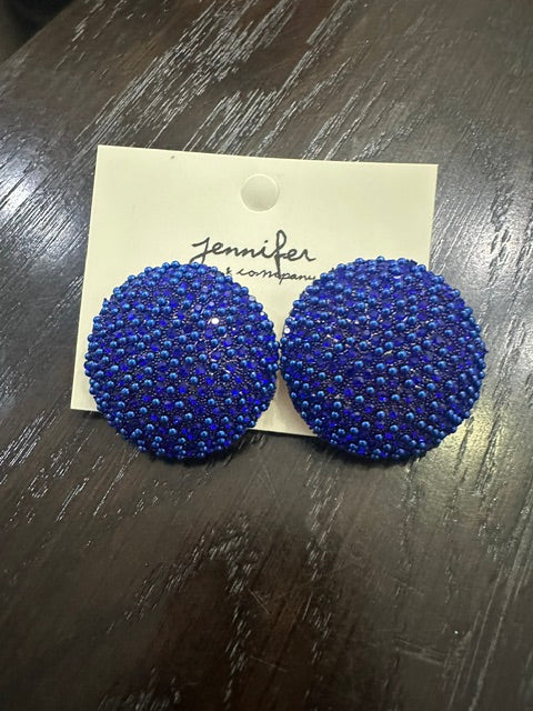 Multi Color Pearls Round Button Earrings