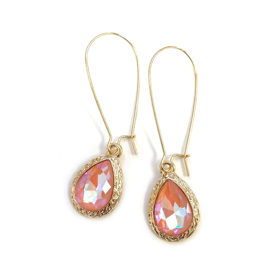 Teardrop Glass Fishhook Earrings