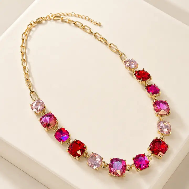 Cushion Square Stone Necklace