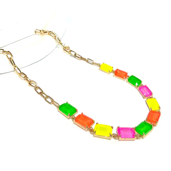 Cushion Rectangular Glass Necklace